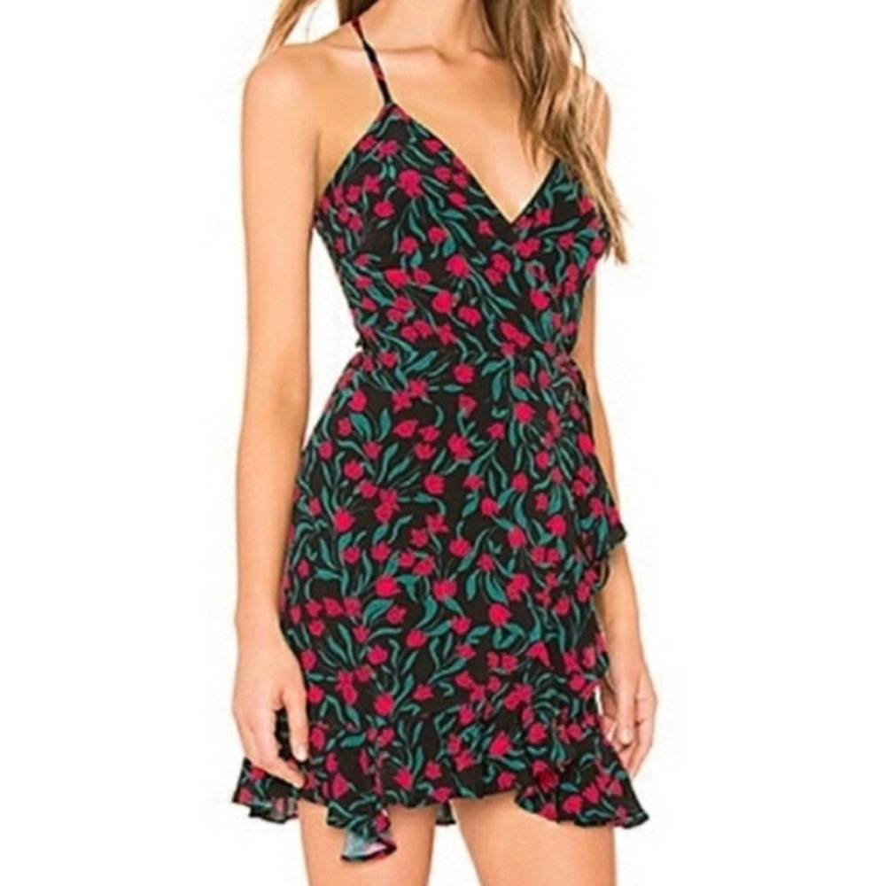 Lovers + Friends rosebud Gigi wrap dress.